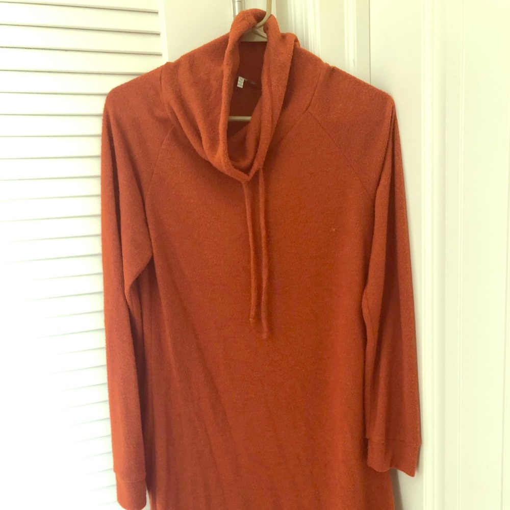 Orange dress with turtleneck